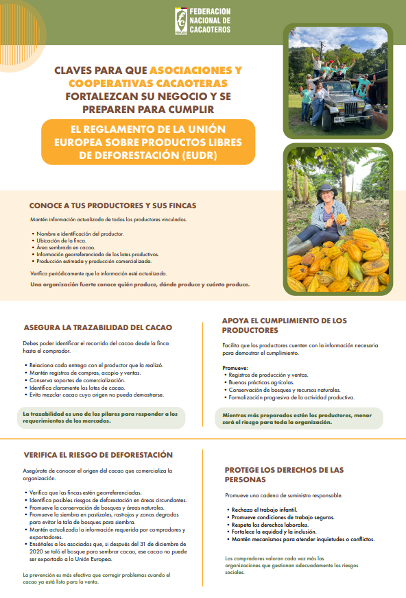 Portada de Recomendaciones para que asociaciones y cooperativas cacaoteras cumplan con el EUDR.