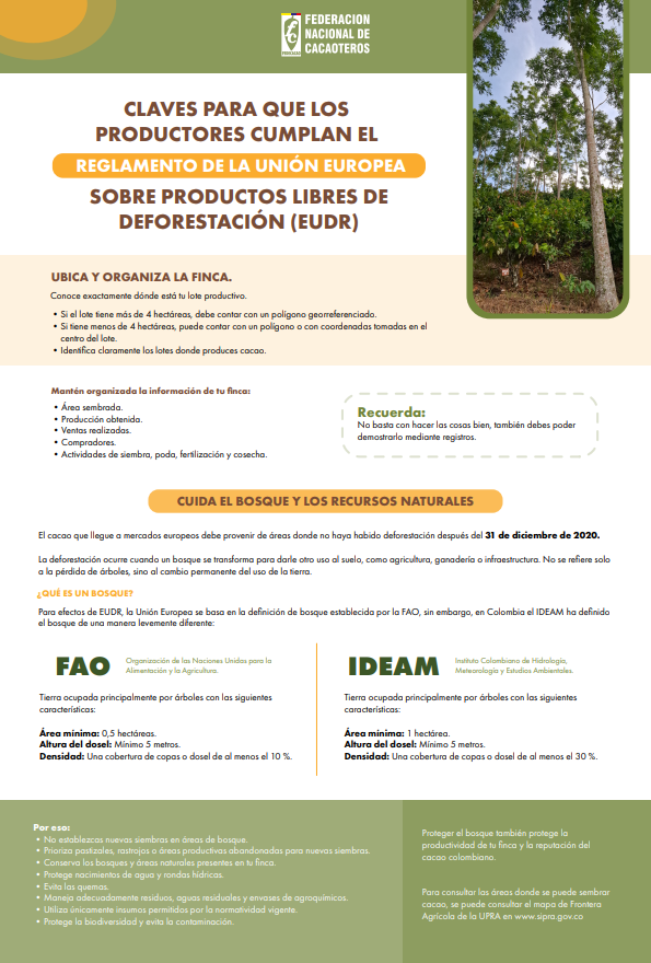 Portada de Recomendaciones para que los productores cumplan con el EUDR.